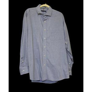 TOMMY HILFIGER Mens Regular Fit Blue Wrinkle Resistant Button Down Shirt Size XL